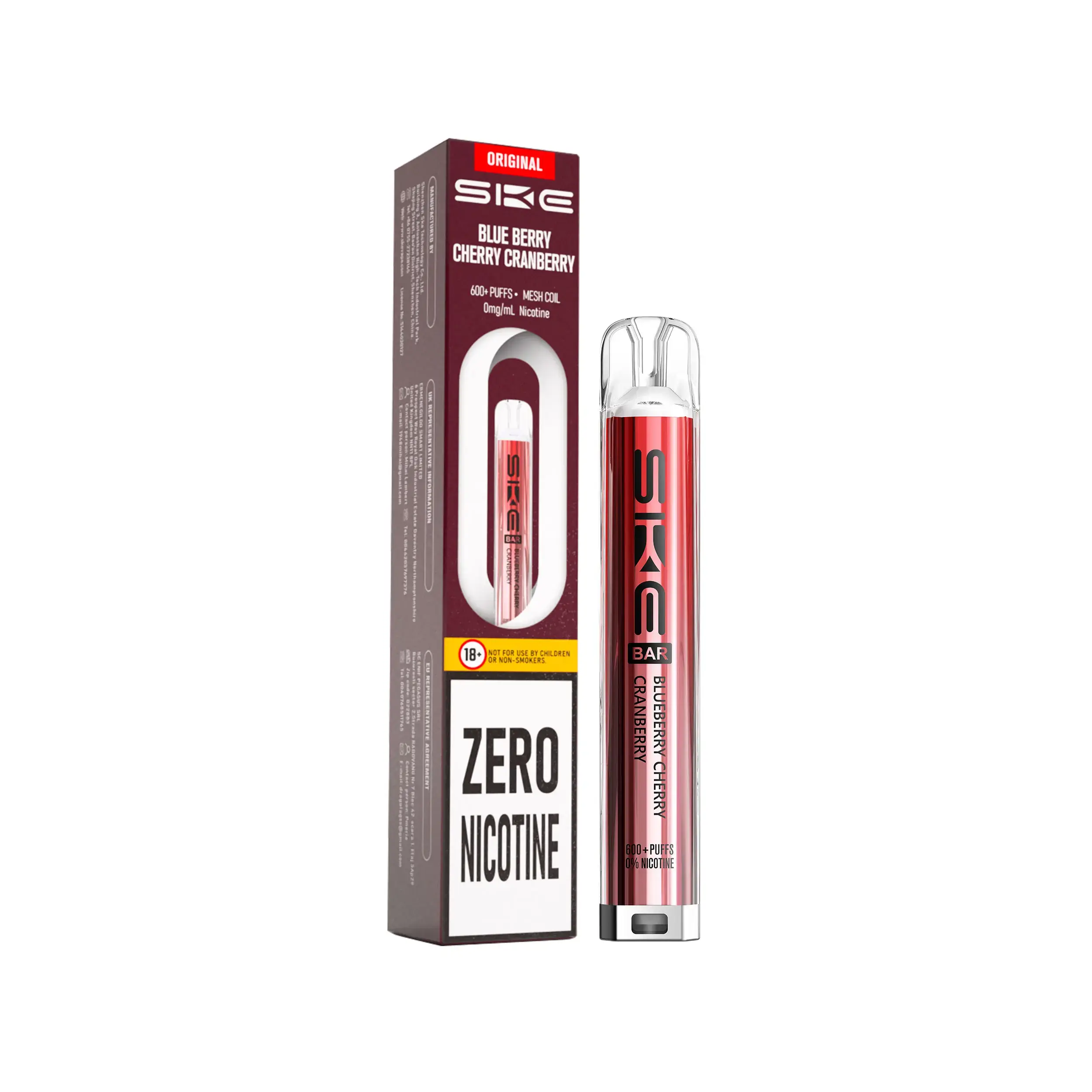 Blueberry Cherry Cranberry SKE Crystal Bar 600 Zero Nicotine Kit